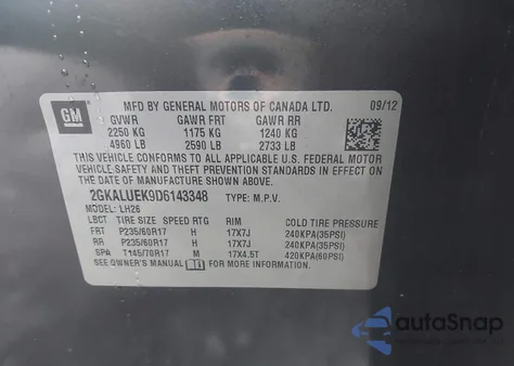 2013 GMC Terrain Slt-1 from USA, damaged, VIN 2GKALUEK9D6143348